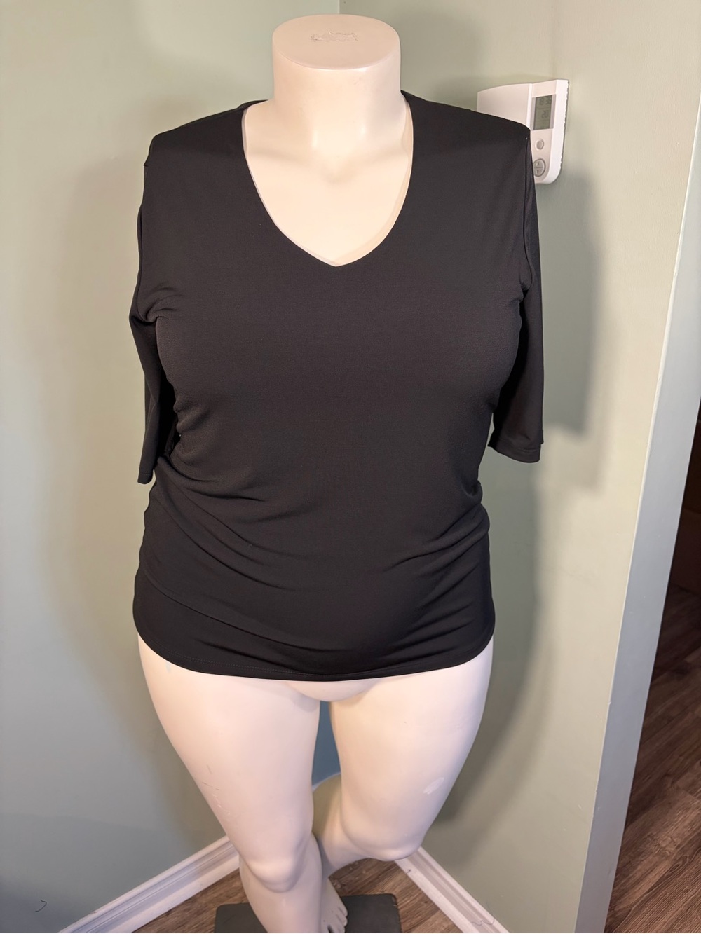 88. Premise Studio Classic Black V-Neck Women's Top
